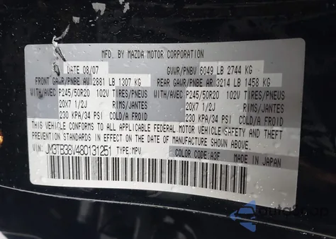 2008 Mazda Cx-9 Grand Touring from USA, damaged, VIN JM3TB38V480131251